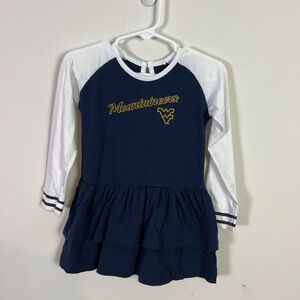 West Virginia University WVU Mountaineers Long Sleeve Dress Baby Girl 18 Months